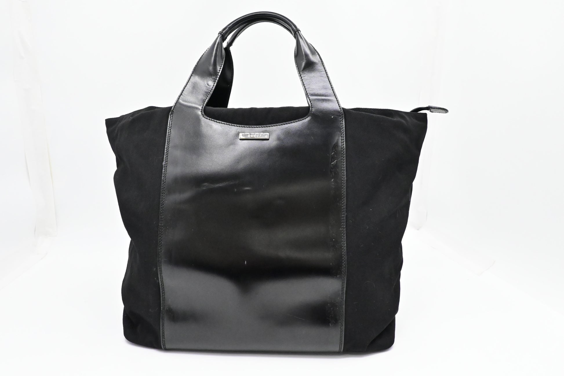 Gucci Tote Bag in Black Canvas & Leather