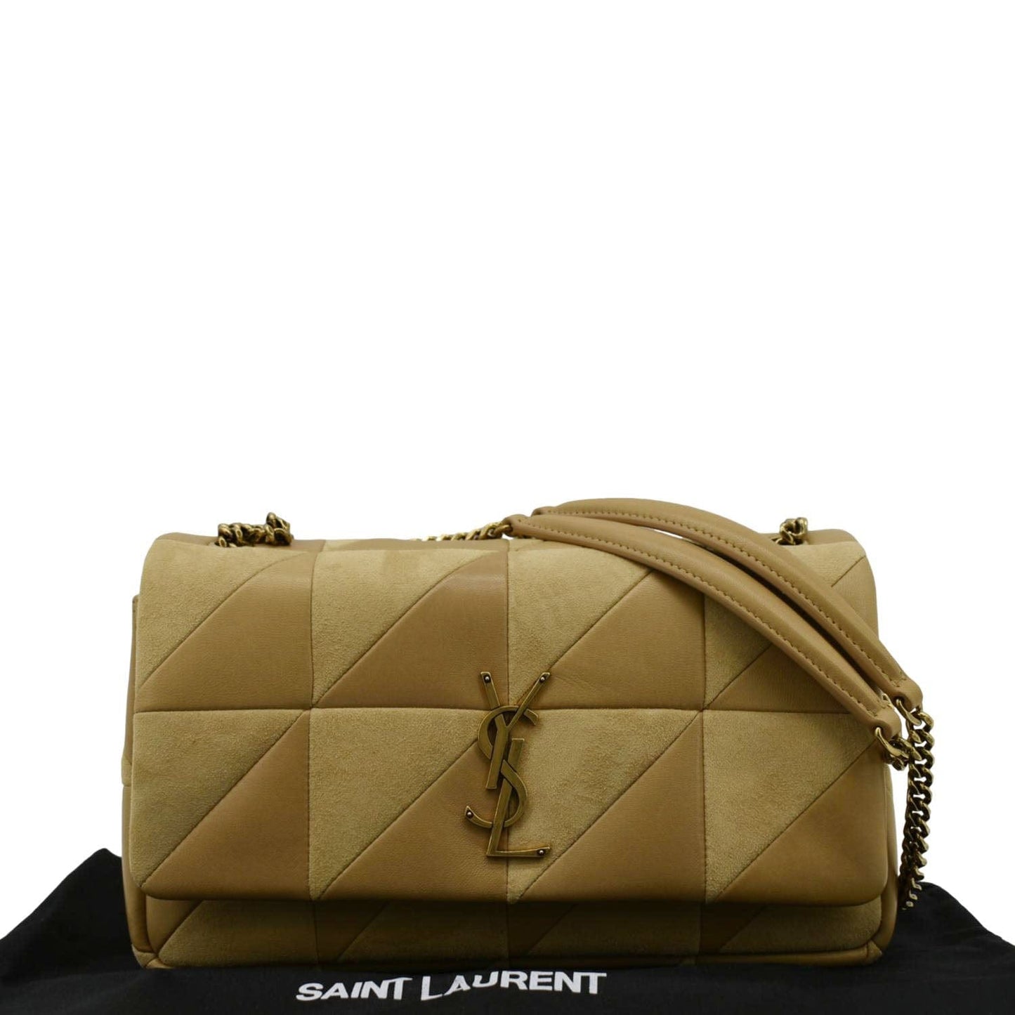 SAINT LAURENT Jamie Suede Leather Shoulder Bag Cream