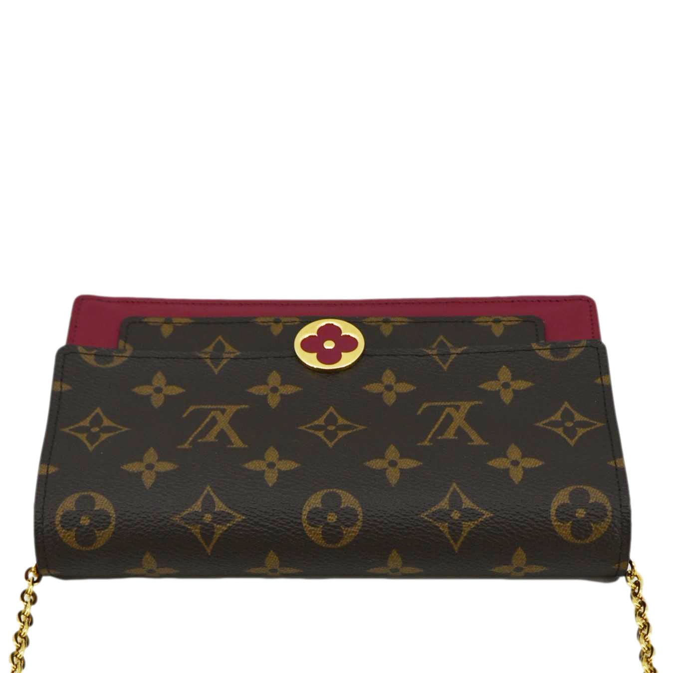 LOUIS VUITTON Flore Monogram Canvas Chain Wallet Shoulder Bag Fuchsia