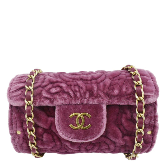 Chanel Camellia Velvet Chain Vanity Bag Pink