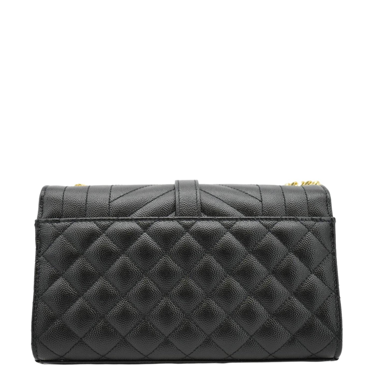 SAINT LAURENT Envelope Leather Chain Crossbody Bag Small Black