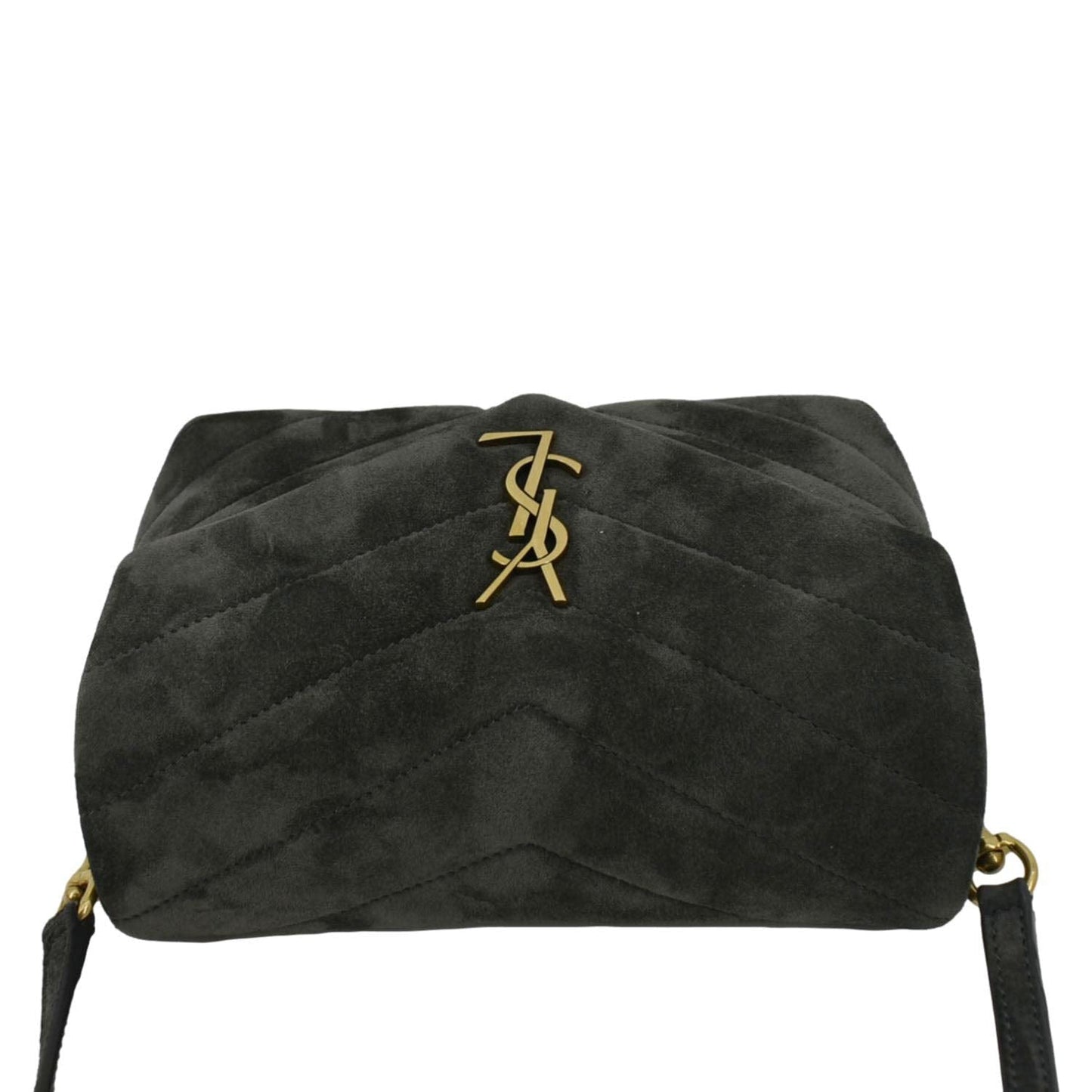 SAINT LAURENT Loulou Toy Suede Crossbody Bag Gray