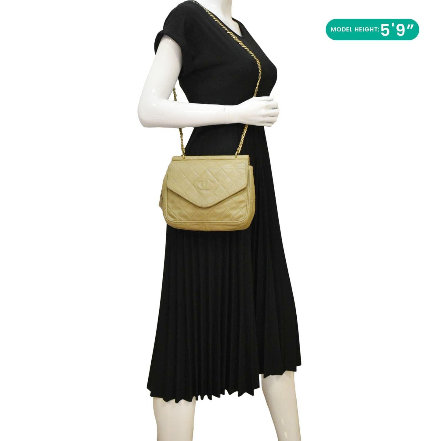 Chanel Tassel Flap Quilted Leather Camera Case Shoulder Bag Beige