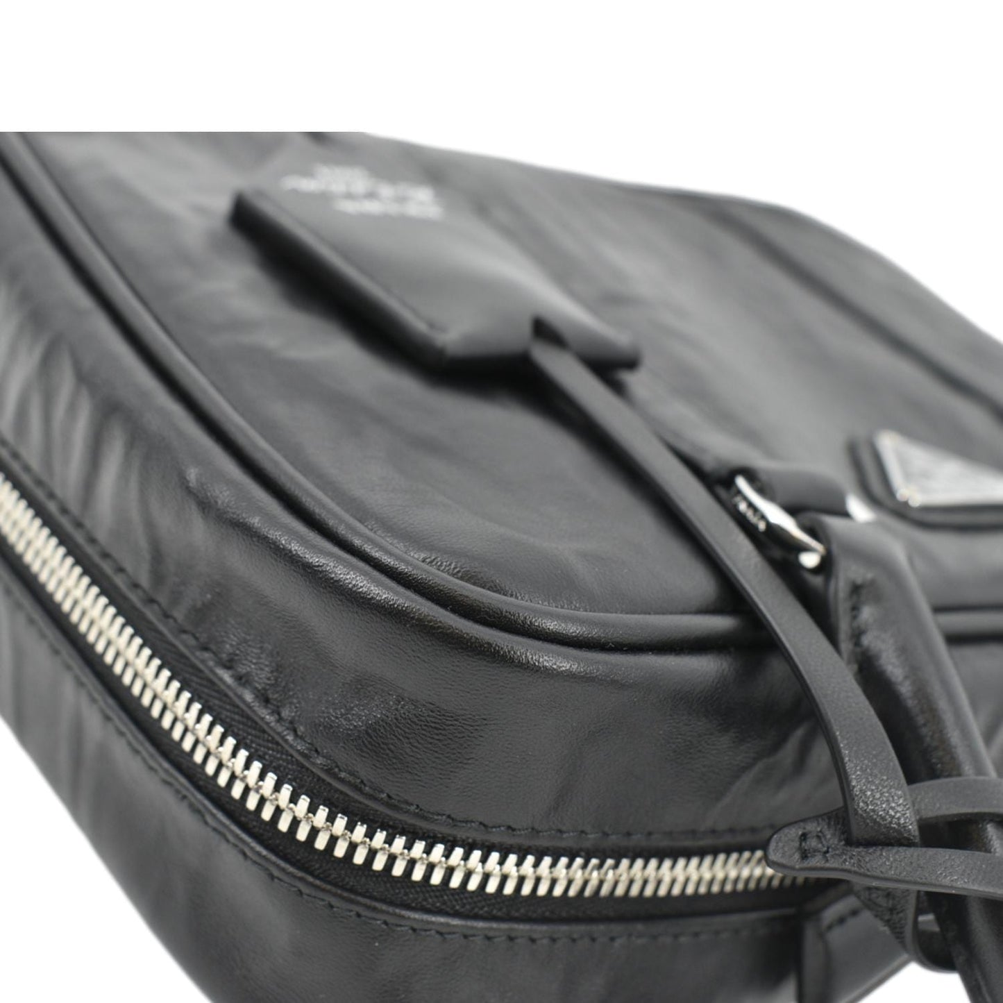 PRADA Re-edition 2001 Medium Antique Nappa Leather Shoulder Bag Black