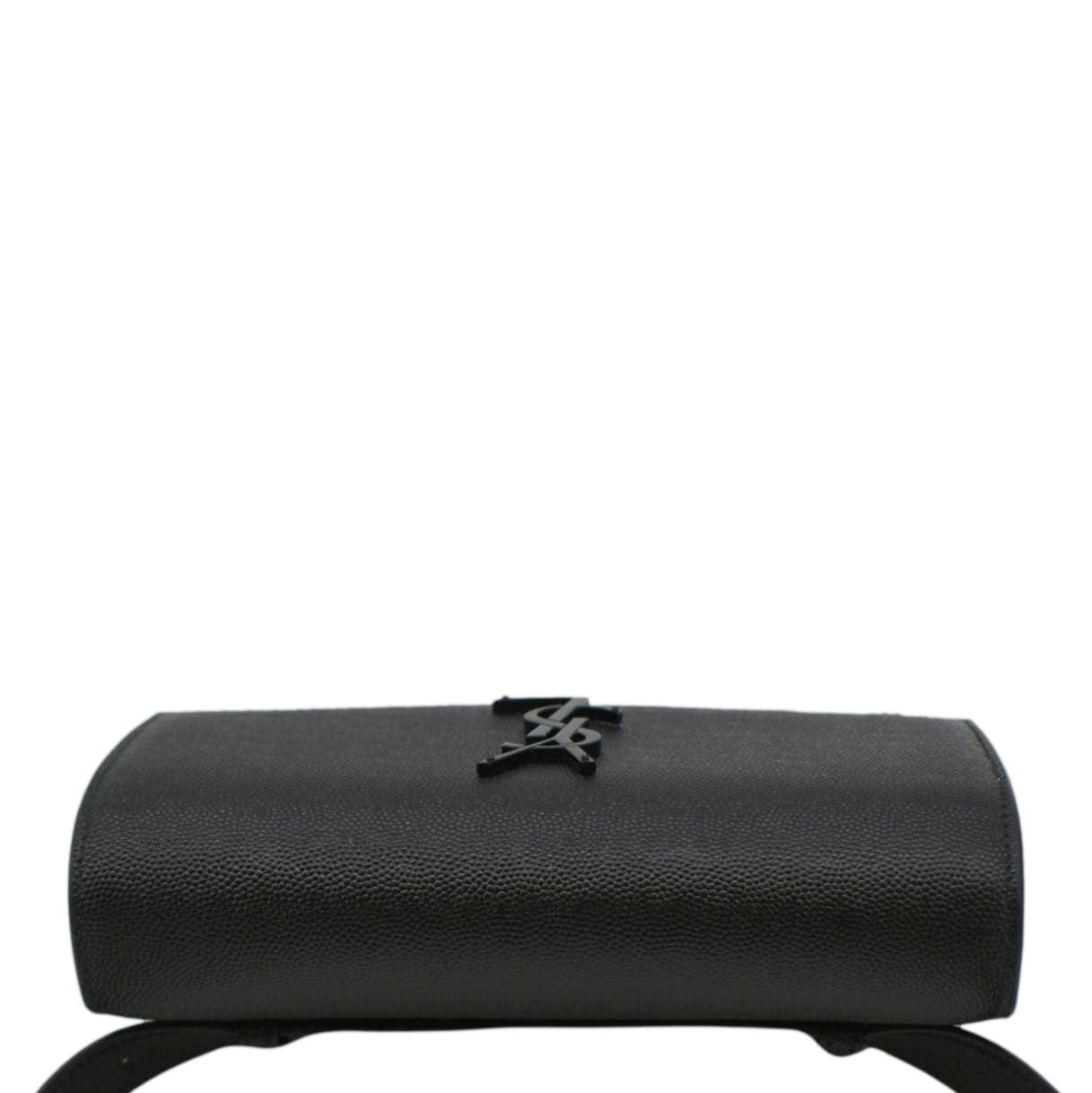 SAINT LAURENT Kate Monogram Grain De Poudre Belt Bag Black