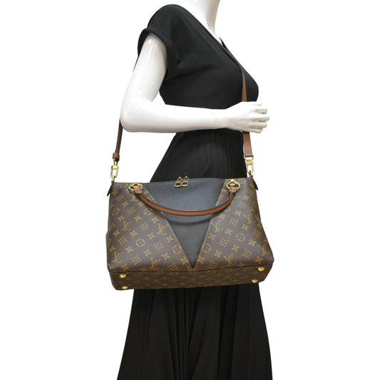 LOUIS VUITTON V Monogram Canvas Tote Shoulder Bag Brown