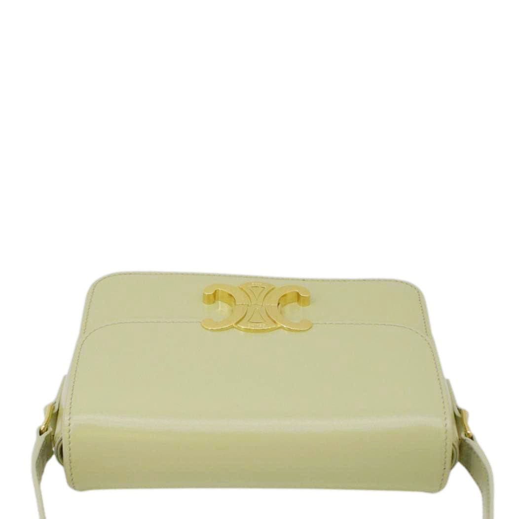 CELINE Teen Triomphe Leather Shoulder Bag Almond Green