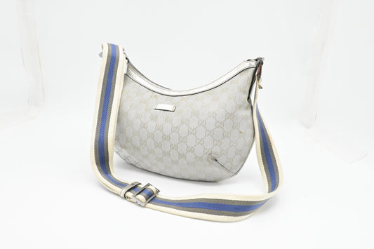 Gucci Crossbody Hobo Bag in Silver GG Canvas