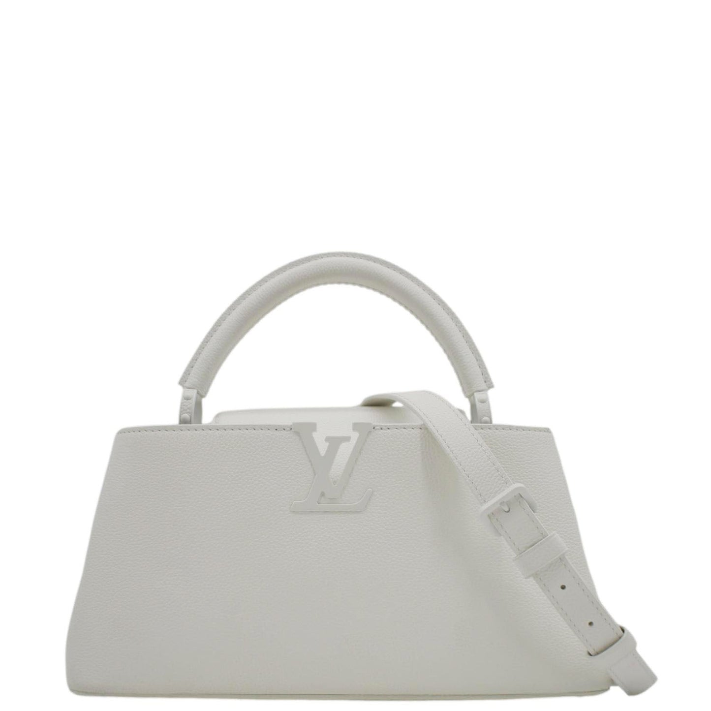 LOUIS VUITTON Capucines East West MM Leather Crossbody Bag White
