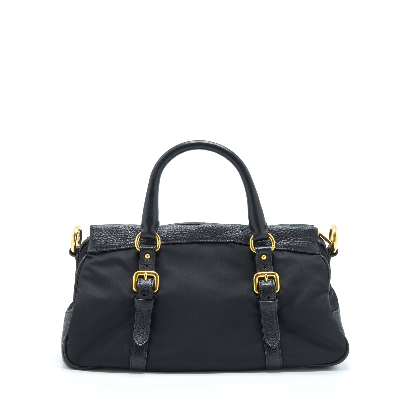 Prada Tessuto Handle Bag Nylon And Leather Black GHW