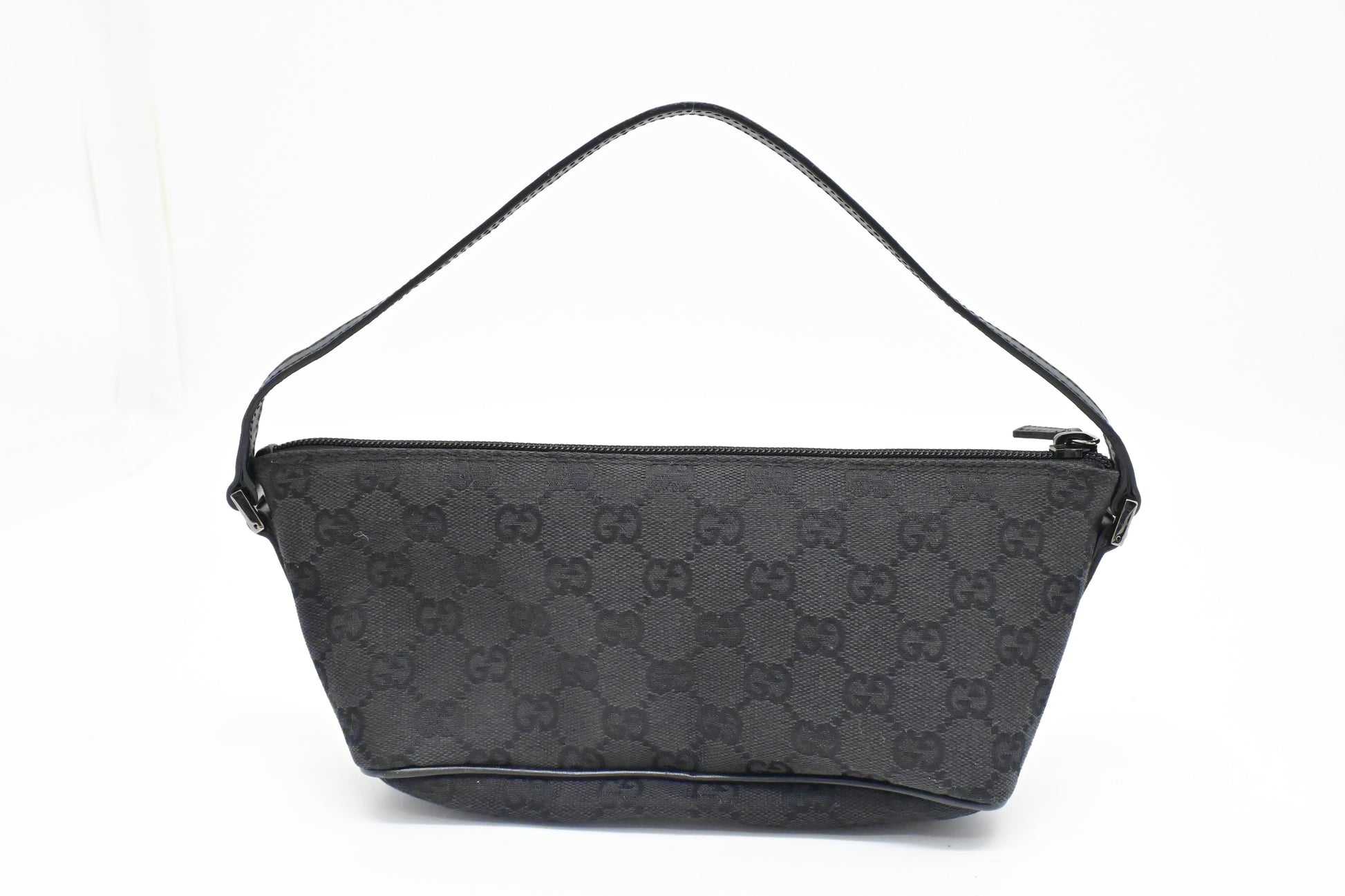Gucci Boat Bag in Black GG Canvas