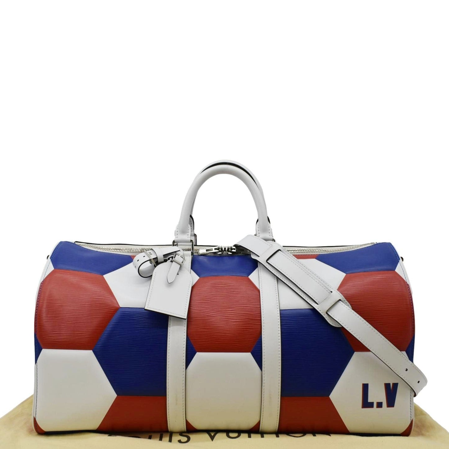 LOUIS VUITTON Keepall 50 FIFA Cup Bandouliere Leather Travel Bag Multicolor