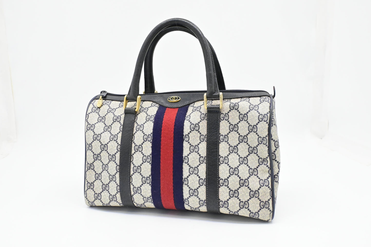 Gucci Boston Bag in Navy GG Supreme Canvas