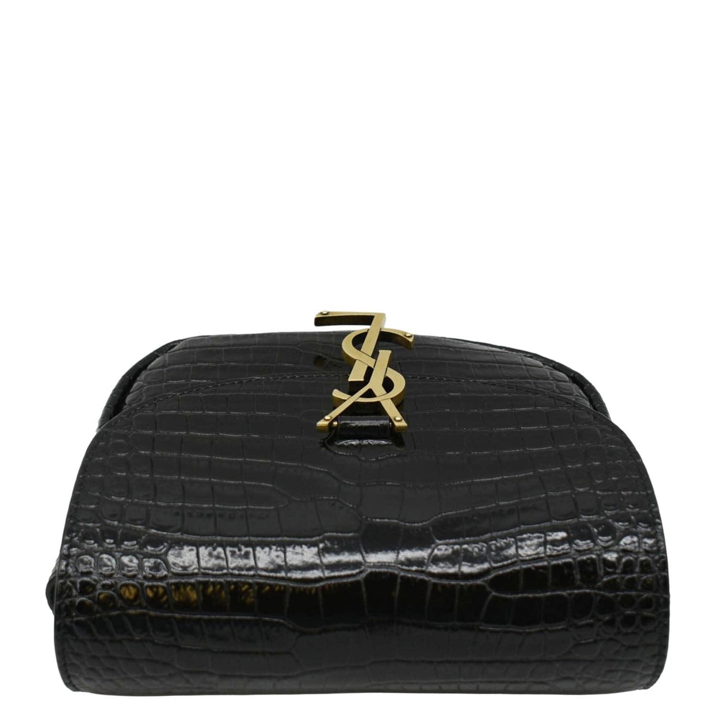 SAINT LAURENT Kaia Small Embossed Leather Satchel Bag Black