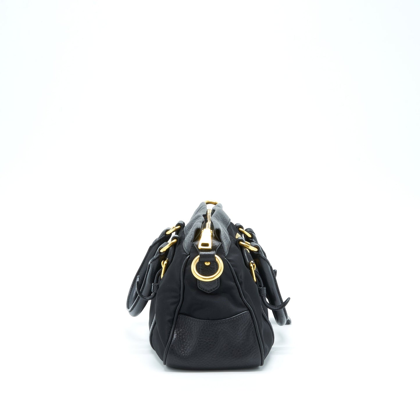 Prada Tessuto Handle Bag Nylon And Leather Black GHW
