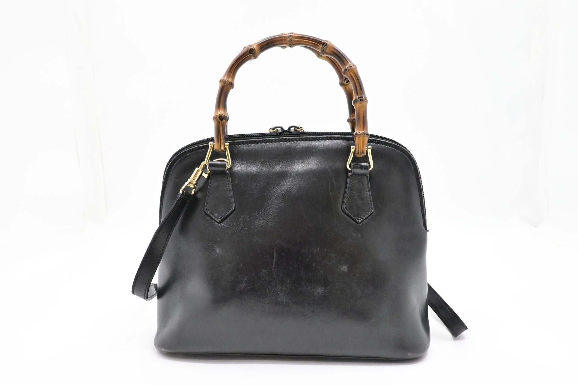 Gucci Bamboo 2-Way Handbag in Black Leather