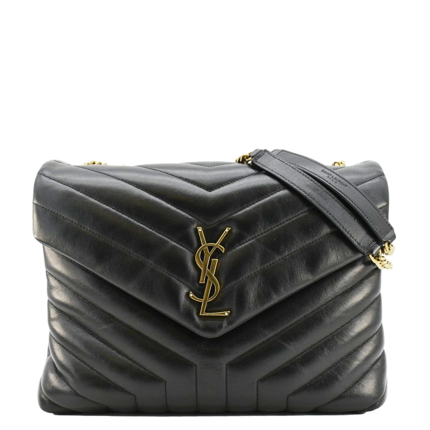 SAINT LAURENT Loulou Medium Quilted Leather Crossbody Bag Black
