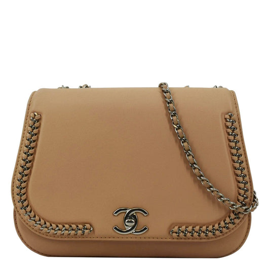 Chanel Braided Chic Flap Small Leather Shoulder Bag Light Beige
