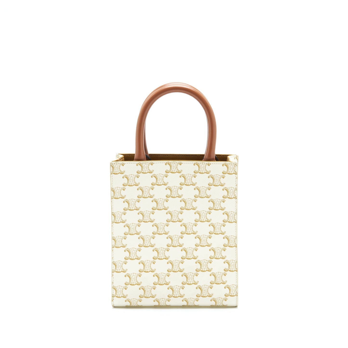 Celine Mini Vertical Tote Cabas In Triomphe Canvas/Calfskin White