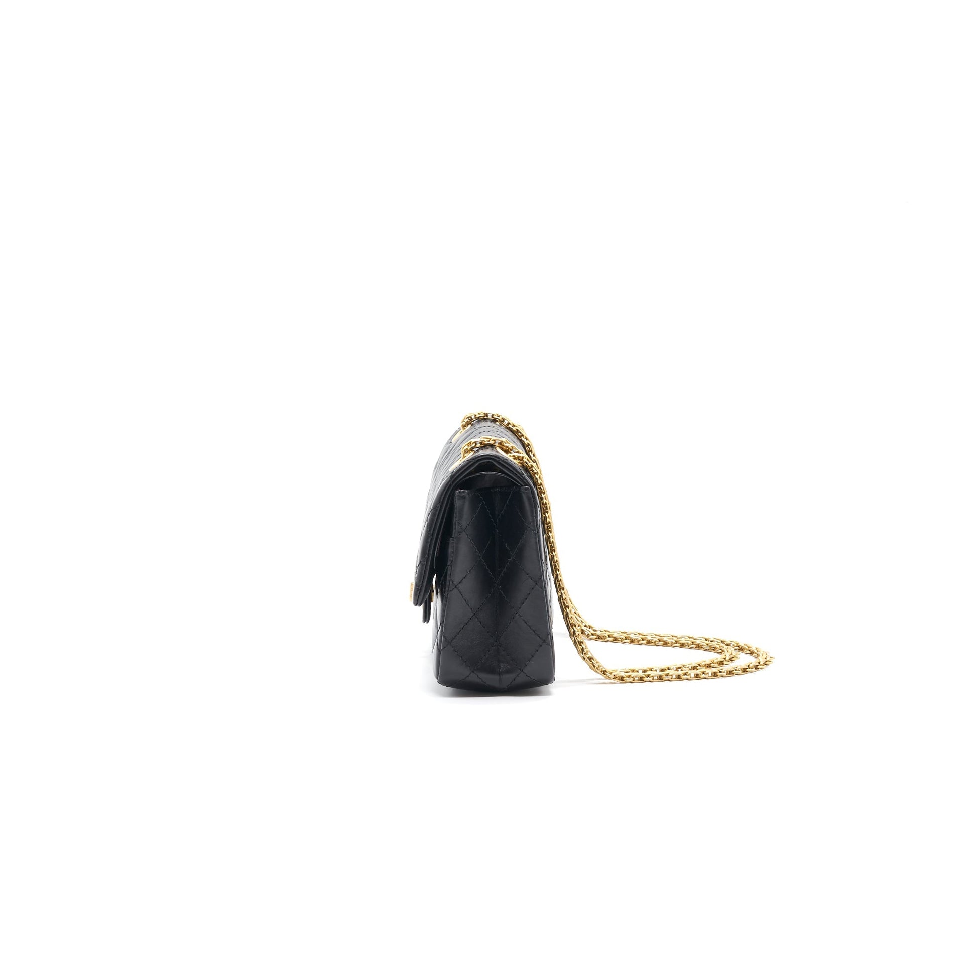 Chanel 2.55 Handbag Aged Calfskin Black
