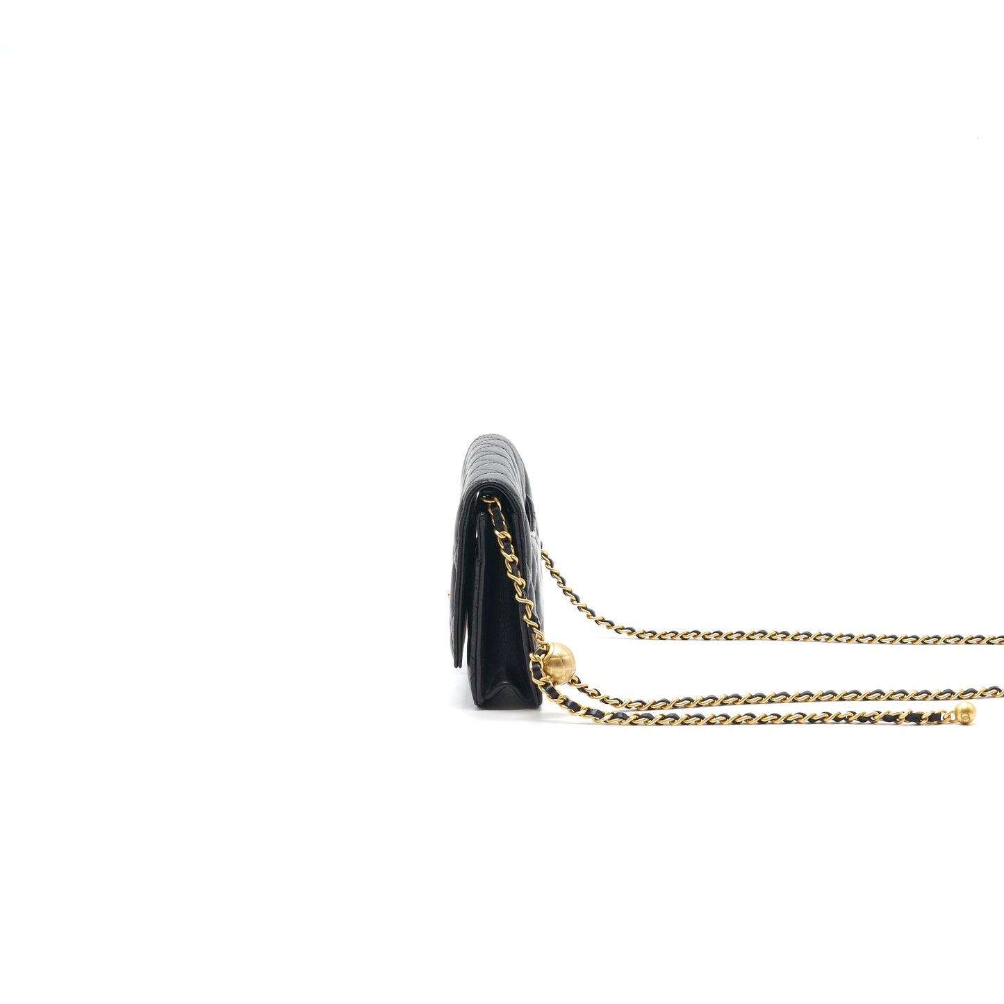 Chanel Lambskin Quilted CC Pearl Crush Wallet on Chain Black GHW Crossbody