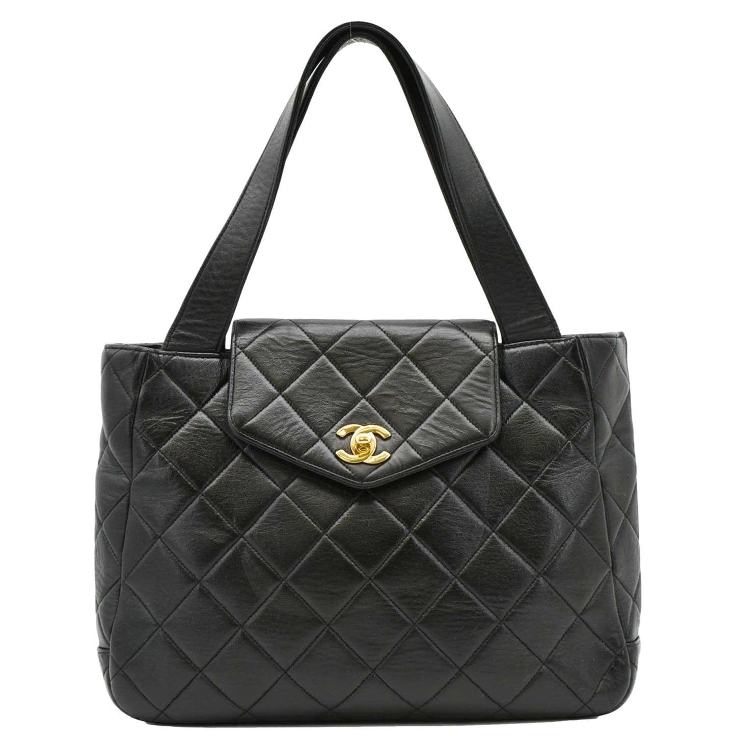 Chanel Classic Flap Quilted Leather Tote Bag Black