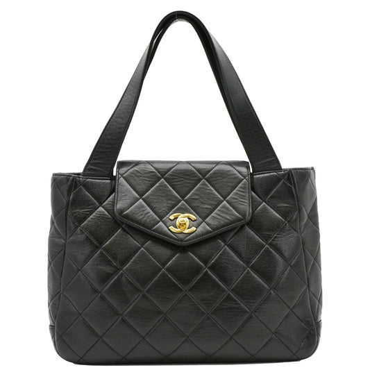 Chanel Classic Flap Quilted Leather Tote Bag Black