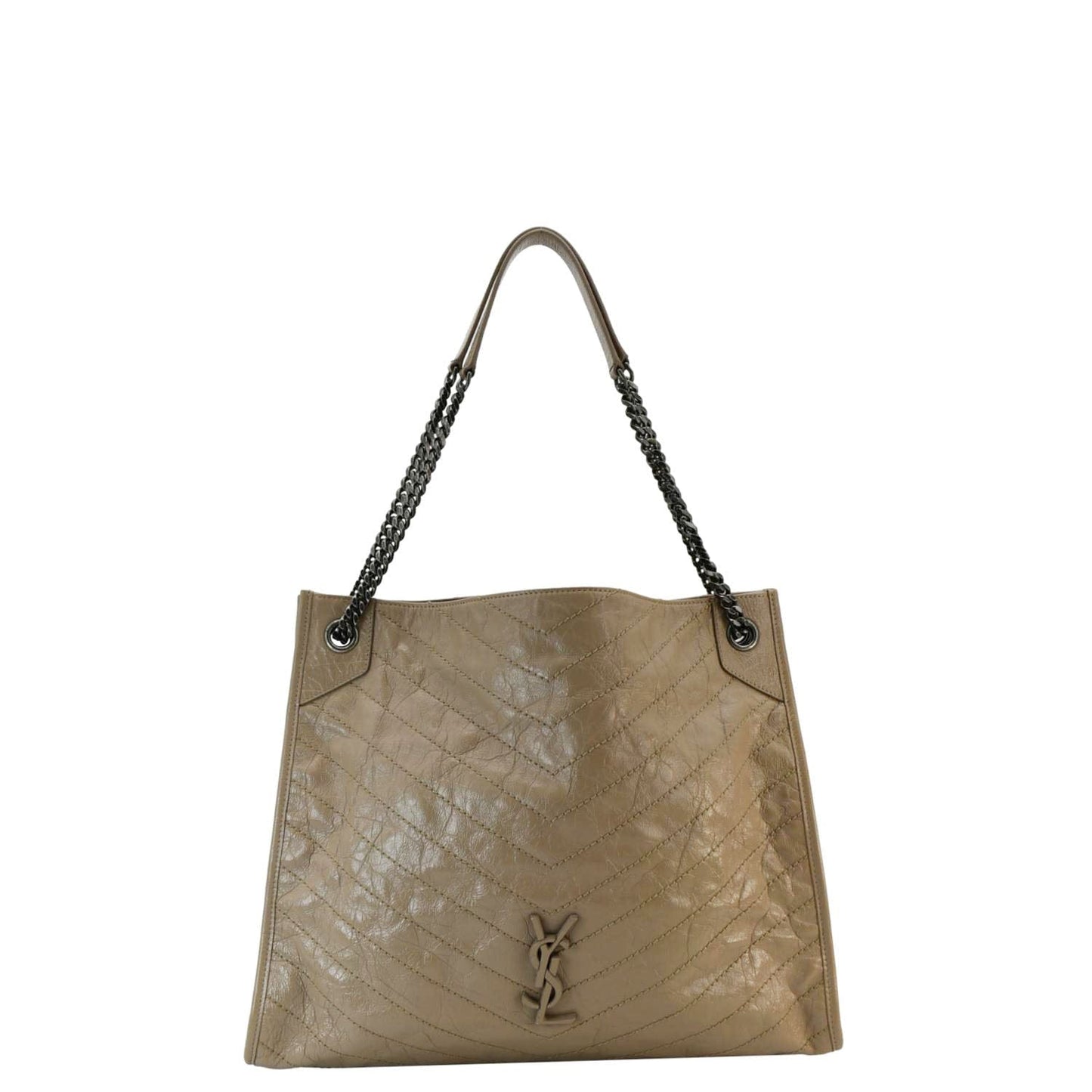 SAINT LAURENT Niki Shopping Leather Tote Bag Brown
