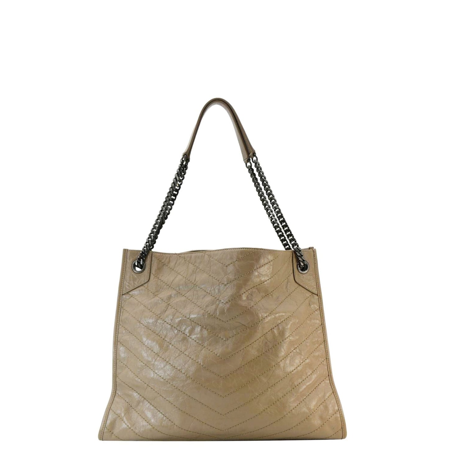 SAINT LAURENT Niki Shopping Leather Tote Bag Brown