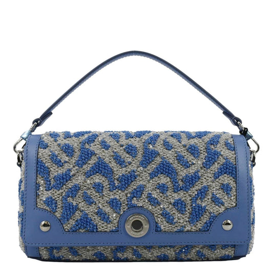 Burberry Note TB Small Sequins Yarn Shoulder Bag Blue