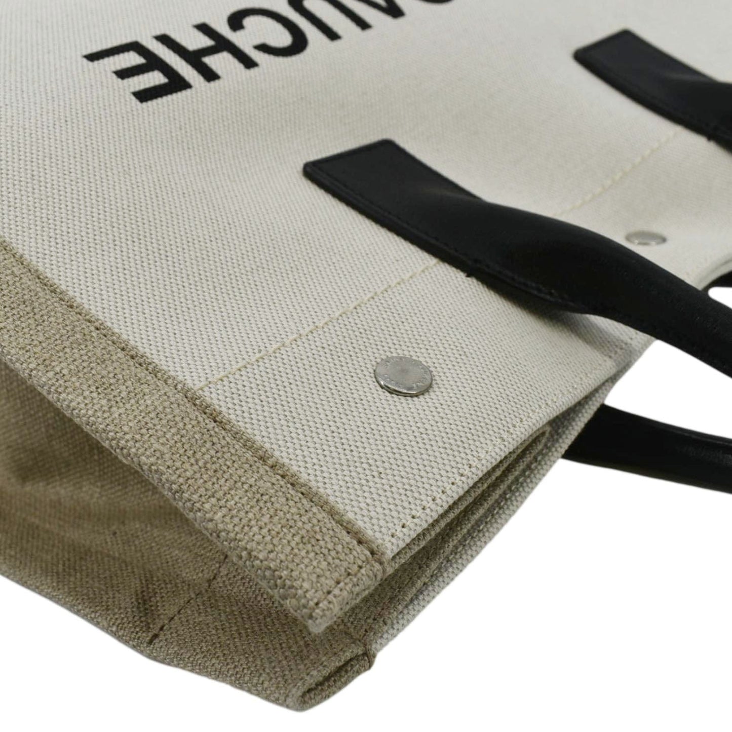 SAINT LAURENT Rive Gauche Small Linen Leather Tote Griege