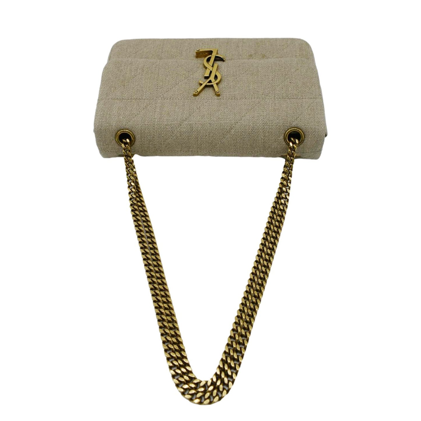 SAINT LAURENT Patchwork Jamie Jersey Wool Shoulder Bag Beige