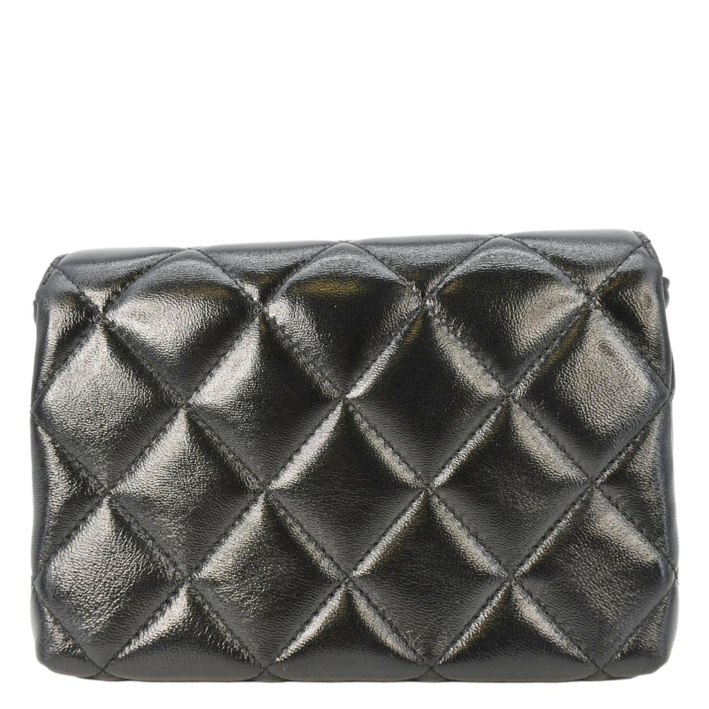 Chanel CC Pearl Quilted Leather Chain Crossbody Bag Black