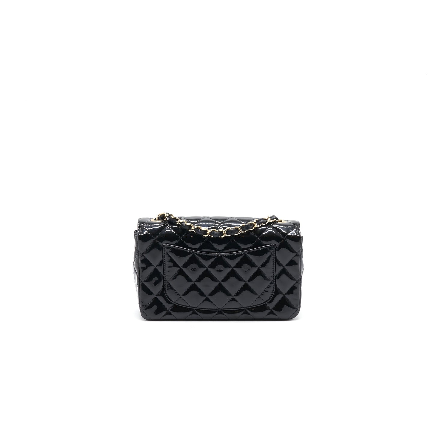 Chanel Mini Rectangular Flap Bag Patent Leather Black with L