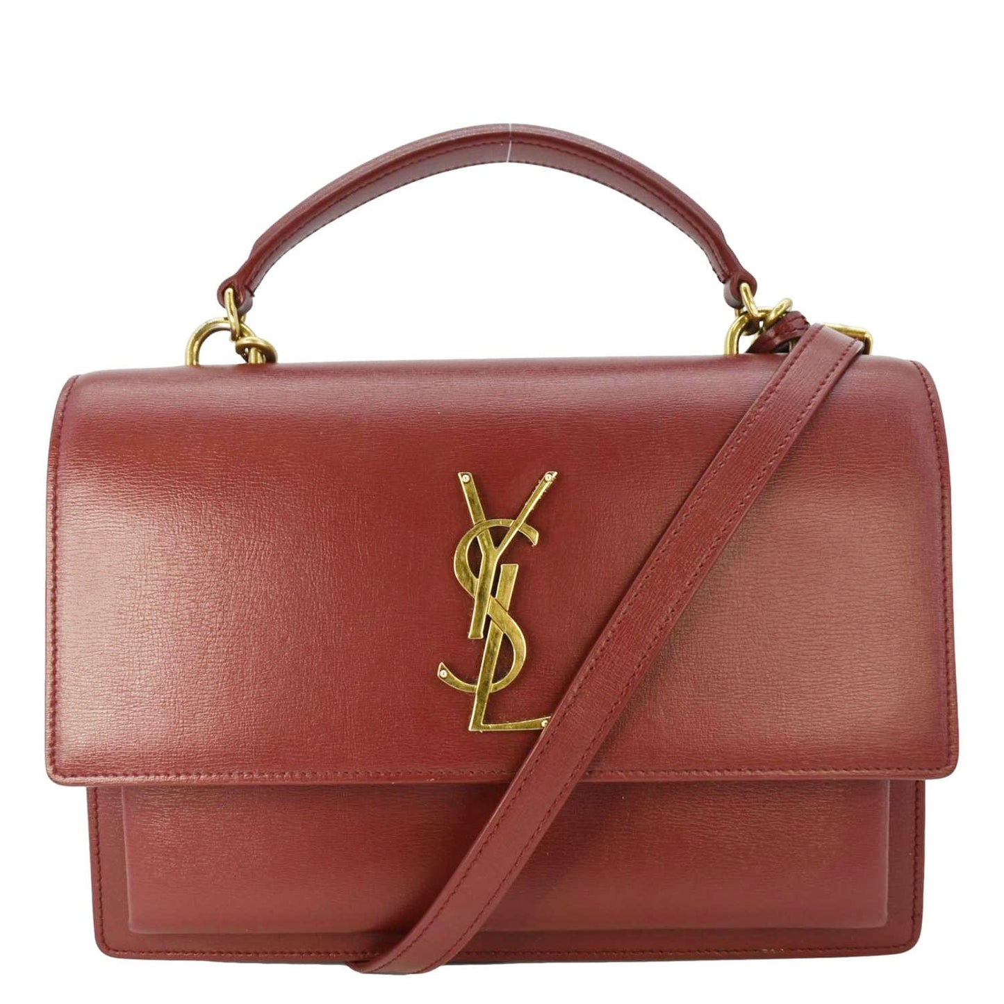 SAINT LAURENT Sunset Leather Shoulder Bag Red