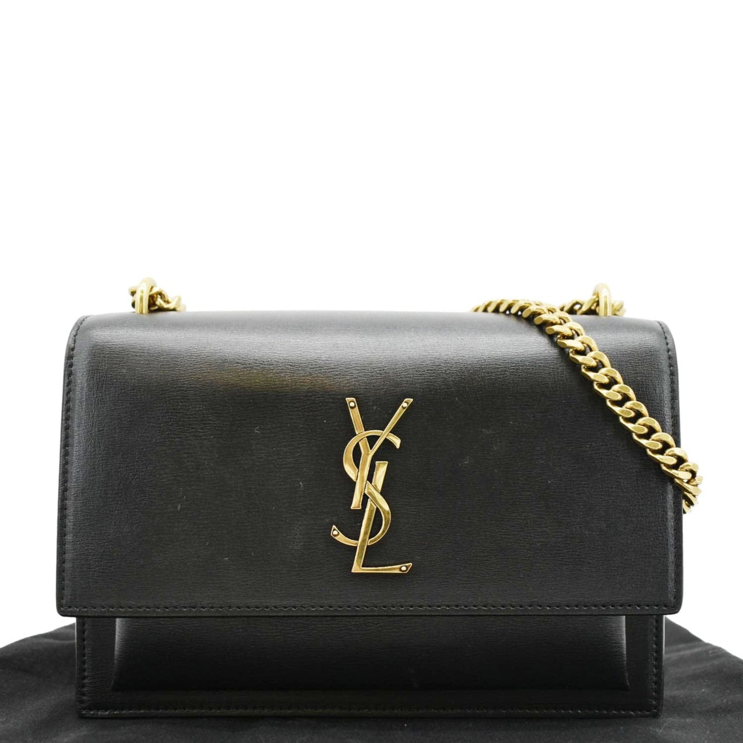 SAINT LAURENT Monogram Sunset Medium Leather Shoulder Bag Black