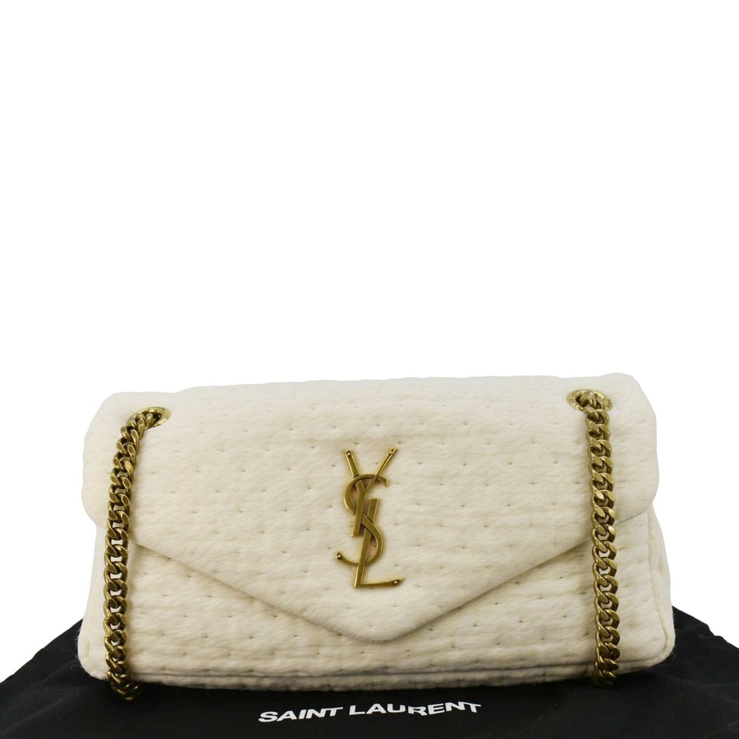SAINT LAURENT Calypso Organza Leather Crossbody Bag White