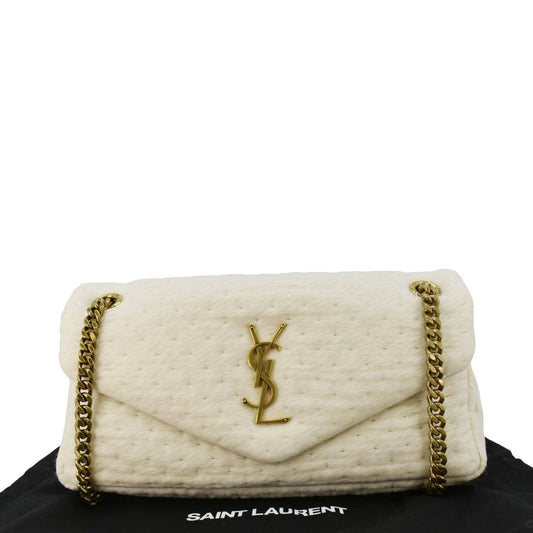 SAINT LAURENT Calypso Organza Leather Crossbody Bag White