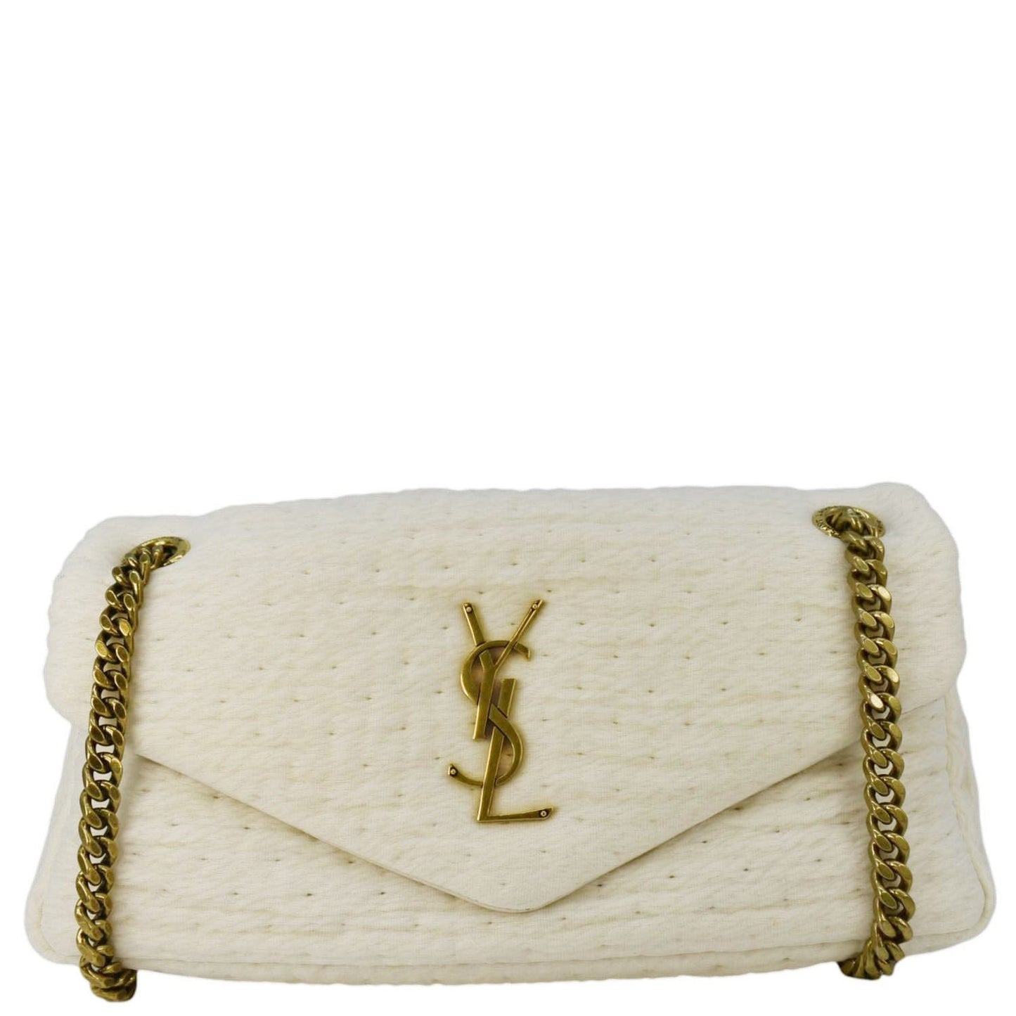 SAINT LAURENT Calypso Organza Leather Crossbody Bag White