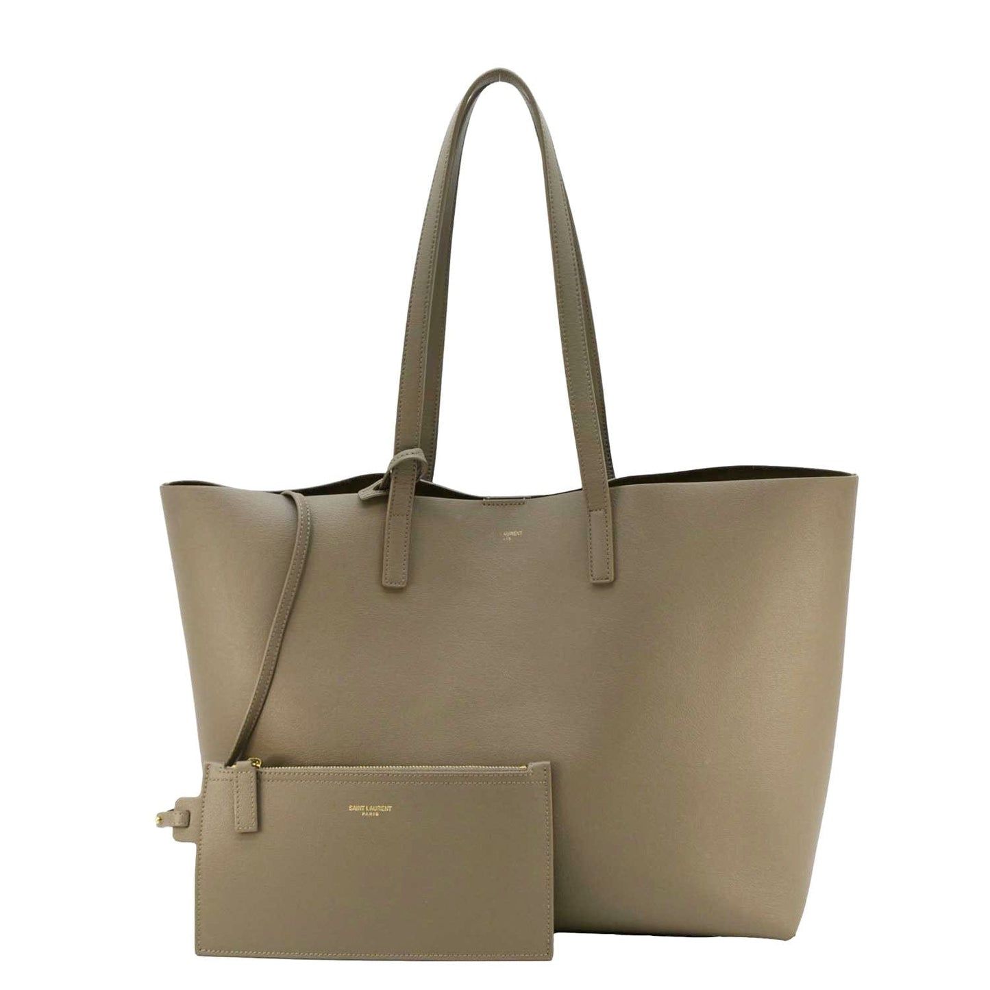 SAINT LAURENT Shopping Leather Tote Bag Gray