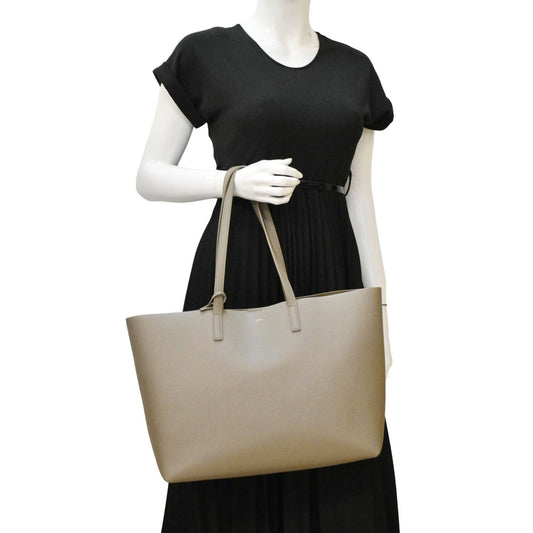 SAINT LAURENT Shopping Leather Tote Bag Gray