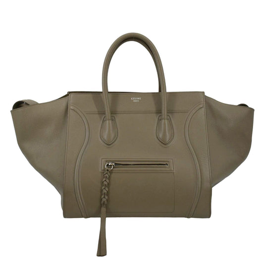 CELINE Phantom Medium Leather Tote Bag Beige