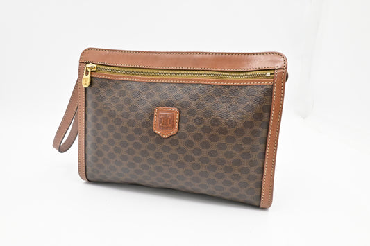 Celine Pouch in Brown Macadam Canvas