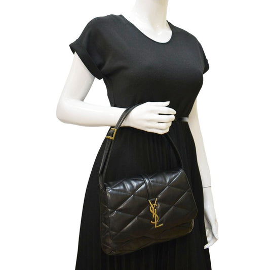SAINT LAURENT LE 57 Quilted Leather Hobo Bag Black