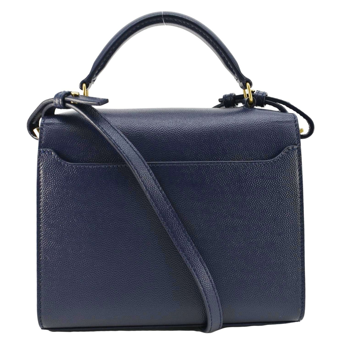 SAINT LAURENT Cassandra Top Handle Leather Shoulder Bag Blue
