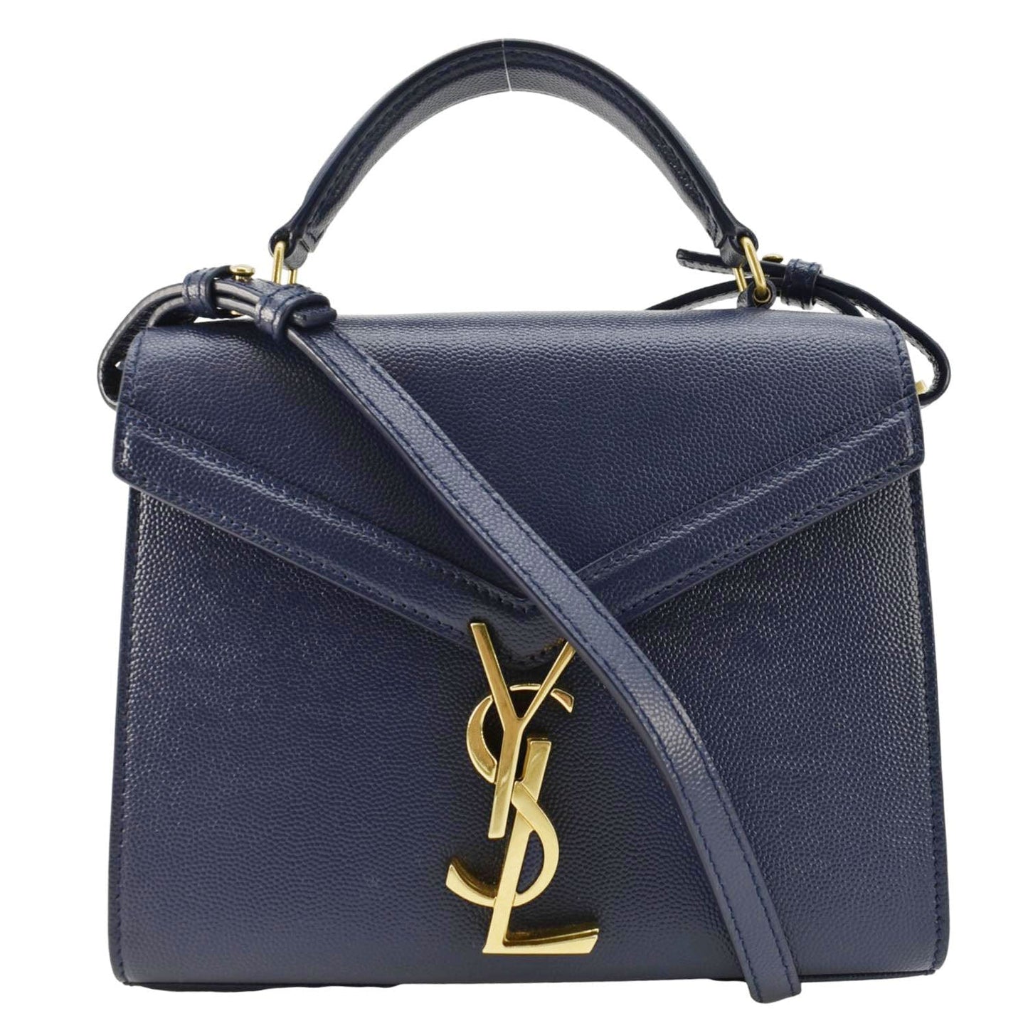 SAINT LAURENT Cassandra Top Handle Leather Shoulder Bag Blue