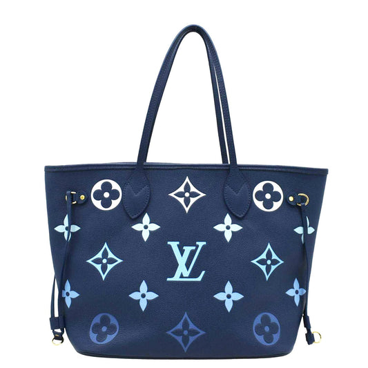 LOUIS VUITTON Neverfull MM Monogram Empreinte Tote Bag Gradient Blue