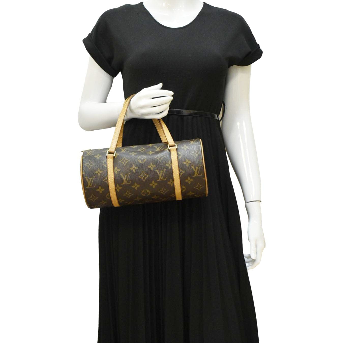 LOUIS VUITTON Papillon 26 Monogram Canvas Satchel Bag Brown
