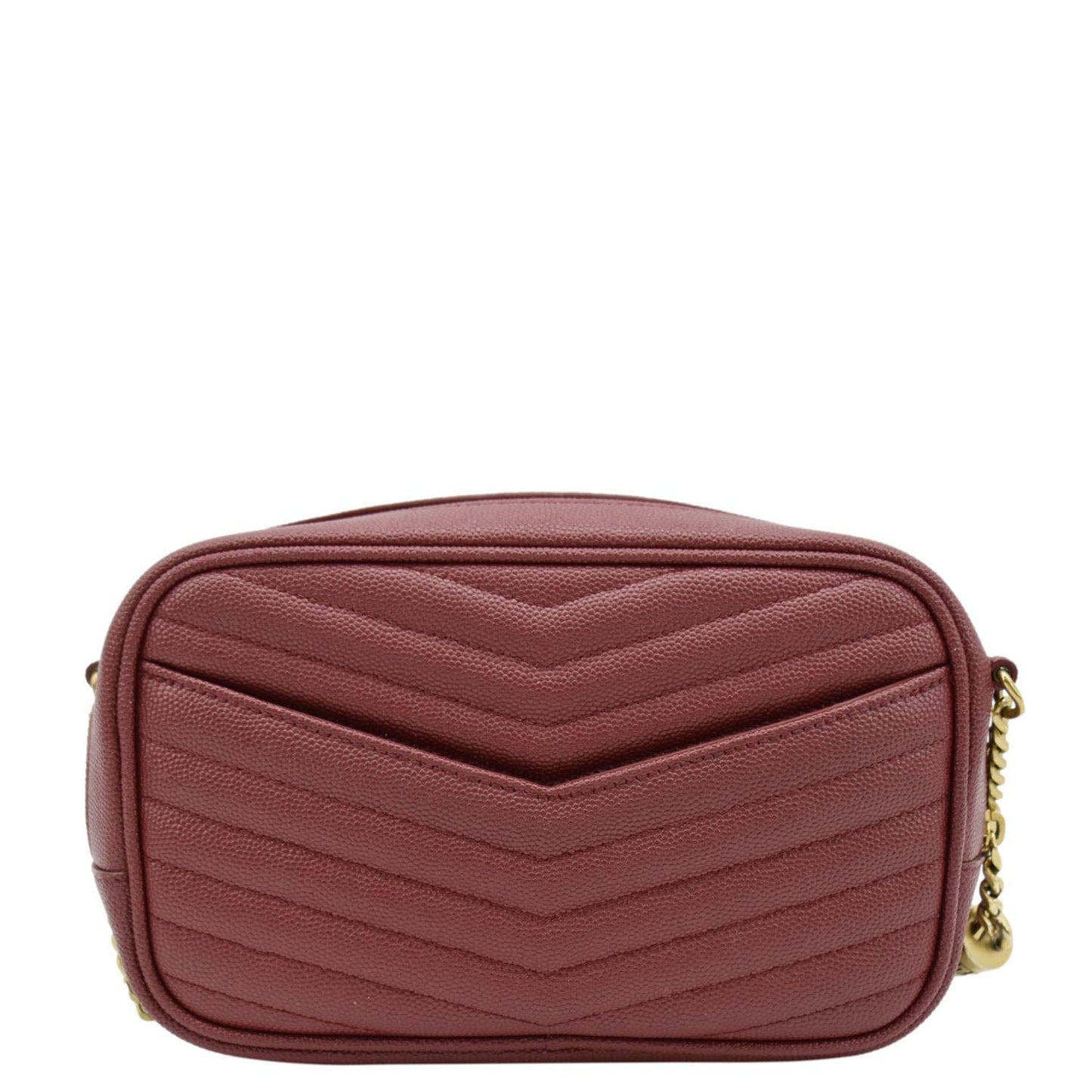 SAINT LAURENT Lou Chevron Leather Camera Crossbody Bag Red