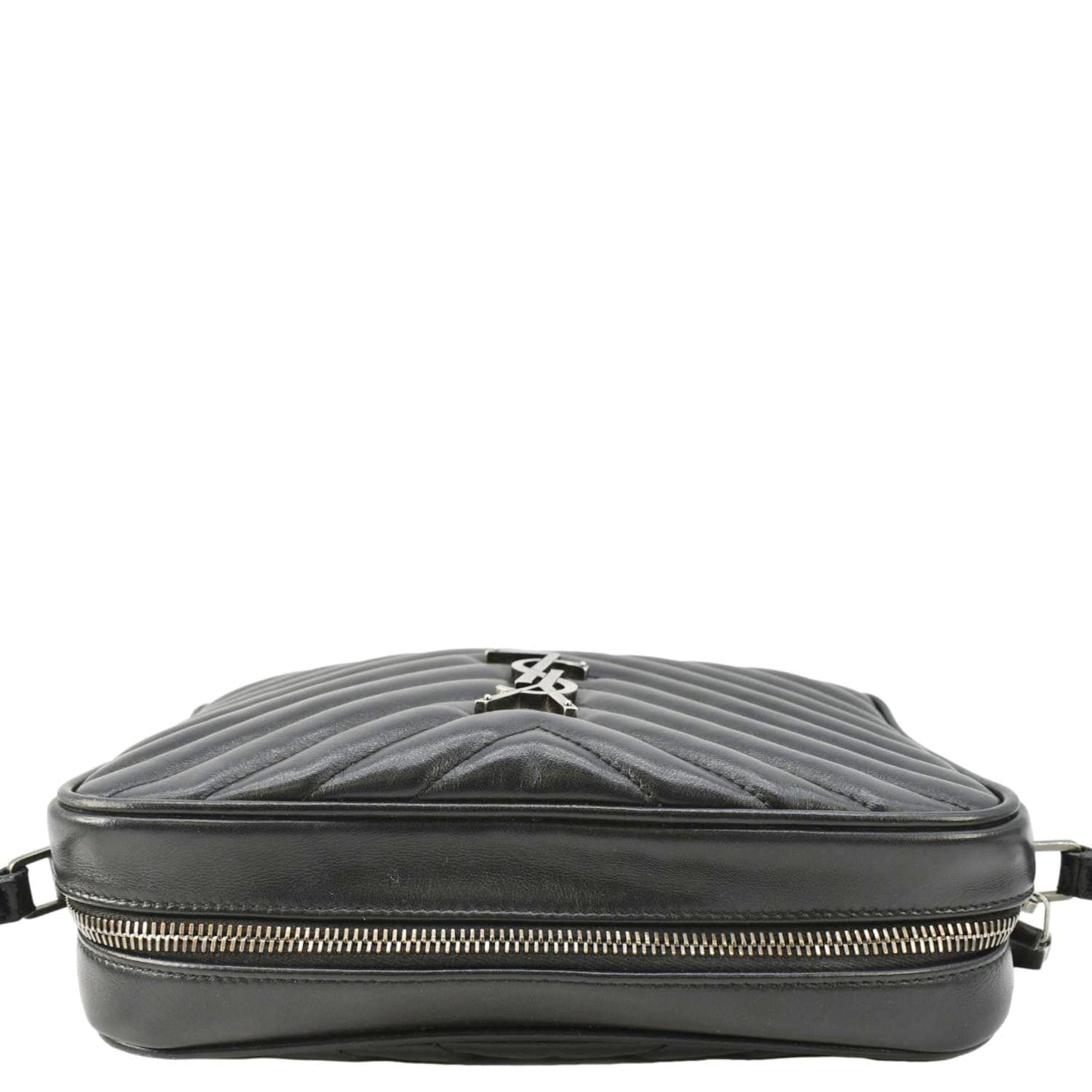 SAINT LAURENT Lou Camera Chevron Leather Crossbody Bag Black